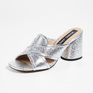 Marc Jacobs Aurora Metalic Silver Block Heel Slide